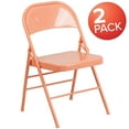 thumbnail image 3 of Flash Furniture 2 Pack HERCULES COLORBURST Series Sedona Coral Triple Braced & Double Hinged Metal Folding Chair, 3 of 10