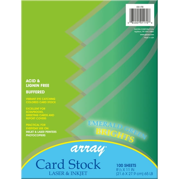 Cardstock, Emerald Green, 8-1/2" x 11", 100 Sheets