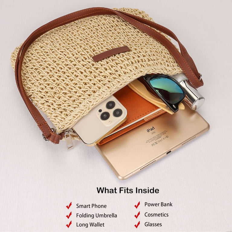 BadPiggies Women Straw Crossbody Bag Summer Beach Woven  display picture 2