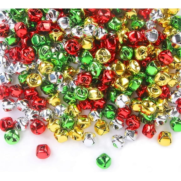 240 Pieces Jingle Bells Craft Bell Bulk for Christmas Home and Pet Decorations Xmas Decor Party Favors Supplies (Gold, Silver, Red, Green)
