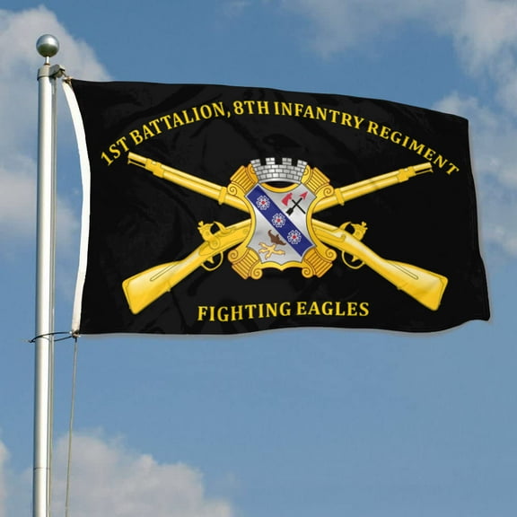 1st Battalion, 8th Infantry Regiment Fighting Eagles 4th Infantry Division US Army Flag 3x5Feet Outdoor Indoor Decoration Flag with Brass Grommets