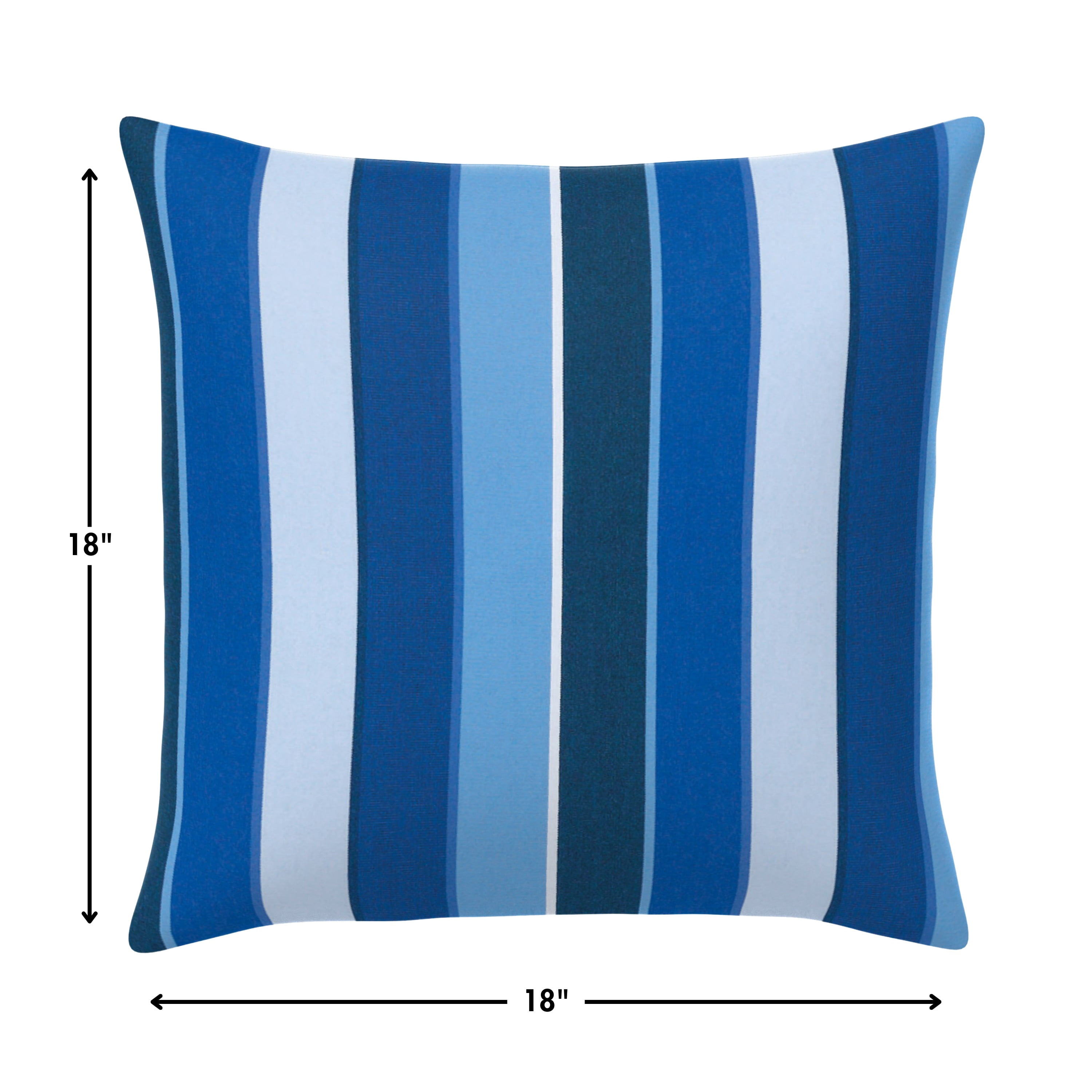 Casual Cushion Outdoor Throw Pillow, Striped Sunbrella Fade-Resistant for Patio Furniture, Adirondacks & Porch Swings, 18"W x 18"L, 6" thick, Reversible, Milano Cobalt