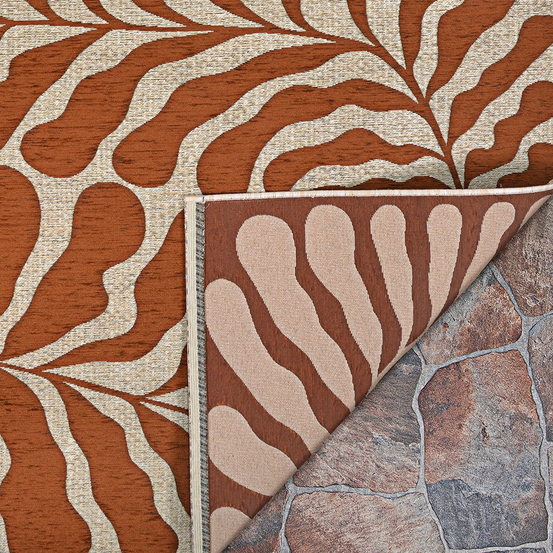 Couristan Castille Fiore 5'3" x 7'6" Terra and Cotta Outdoor Rug