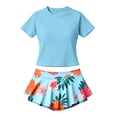 thumbnail image 4 of JAJAHO Girls Two Piece Swimsuits Tankini Set Size 6-14Y Short Sleeve Swim Tshirt Top With Swim Skorts Cute Floral Printed Trendy Swimwear, 4 of 4