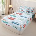 thumbnail image 2 of Homewish Colorful Cartoon Airplane Zipper Twin Comforter Sets with Fitted Sheet and 2 Pillowcases,Multicolor Aircraft Theme Zipper Bedding Set For Boys Kids,Reversible,4-Piece, 2 of 7