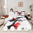 thumbnail image 4 of Manfei Abstract Ink Painting Full Size Comforter Sets, Watercolor Ombre Bedding Comforter Set, Red, Black and White, Gray Reversible 3pcs, 1 Comforter and 2 Pillowcases, 4 of 6