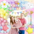 thumbnail image 3 of 1st Birthday Decorations for Girls, First Birthday Party Decorations with Month Photo Banner, 1 Foil Balloon, Cake Topper, Rainbow Happy Birthday Triangle Banner, 3 of 8
