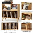 thumbnail image 3 of Large Record Player Stand, Vinyl Record Storage Cabinet, Mid-Century Turntable Stand Table Holds Up to 300 Albums Living Room Bedroom Office, Natural Wood, 3 of 8