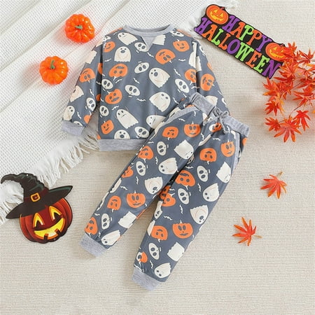 

Yiwula Toddler Kids Boys Outfit Prints Long Sleeves Sweatershirt Tops Pants Pajams 2pcs Set Outfits