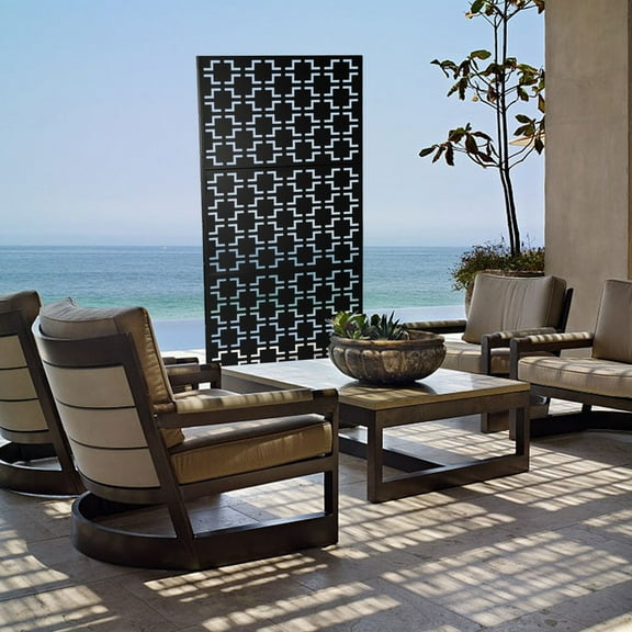 Outdoor Decorative Privacy Screen Panel Planter Wall Metal Fence Panels Black