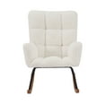 thumbnail image 2 of Modern Nursery Rocking Chair for Mom and Baby, Lounge Chair with High Backrest and Armrest, Accent Chair for Nursery Living Room Bedroom Balcony Offices, Beige, 2 of 7