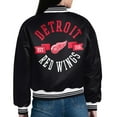 thumbnail image 3 of Women's Starter  Black Detroit Red Wings Printed Round Team Logo Satin Varsity Full-Snap Jacket, 3 of 3