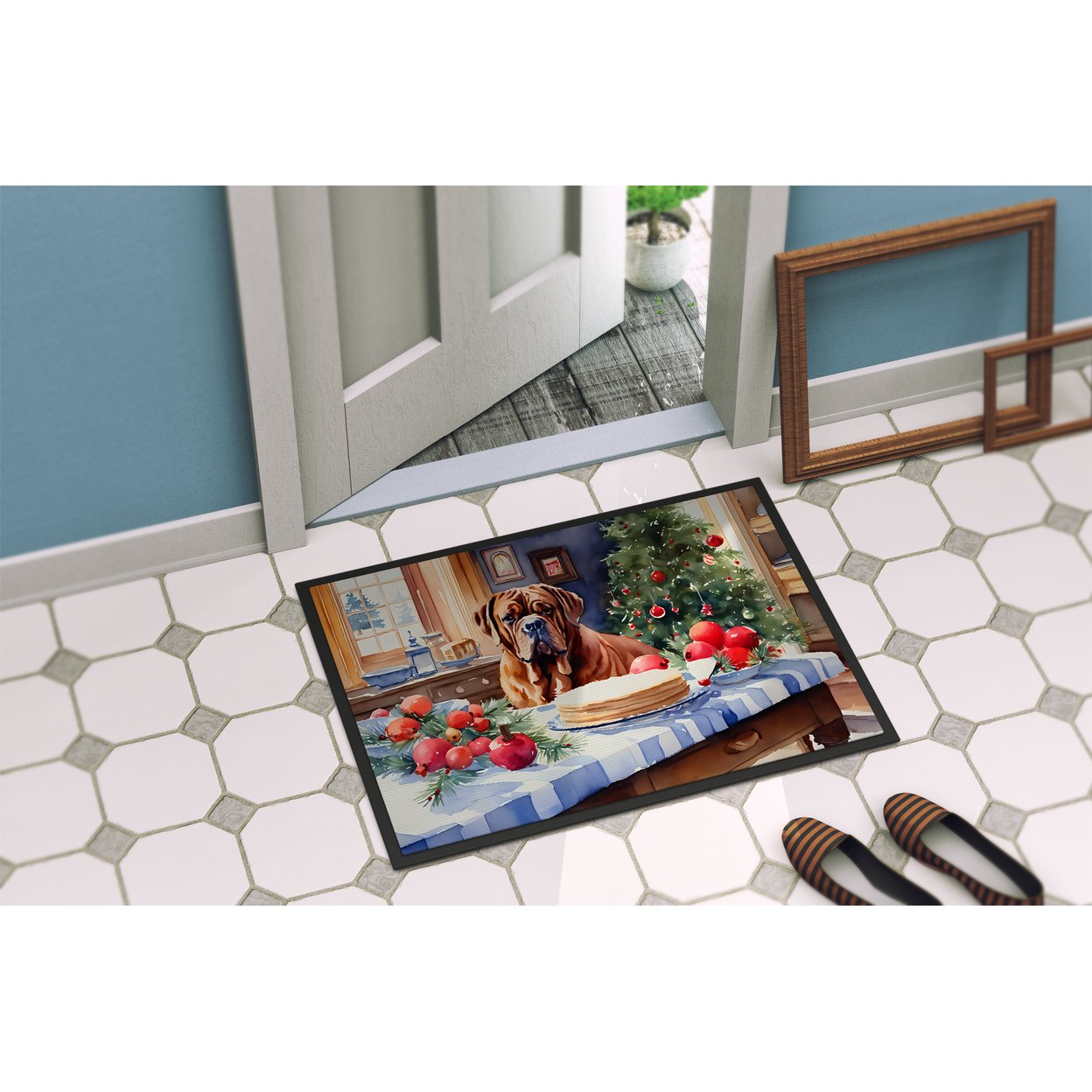 Carolines Treasures DAC3781MAT 18 x 27 in.  Dogue de Bordeaux Christmas Cookies Doormat
