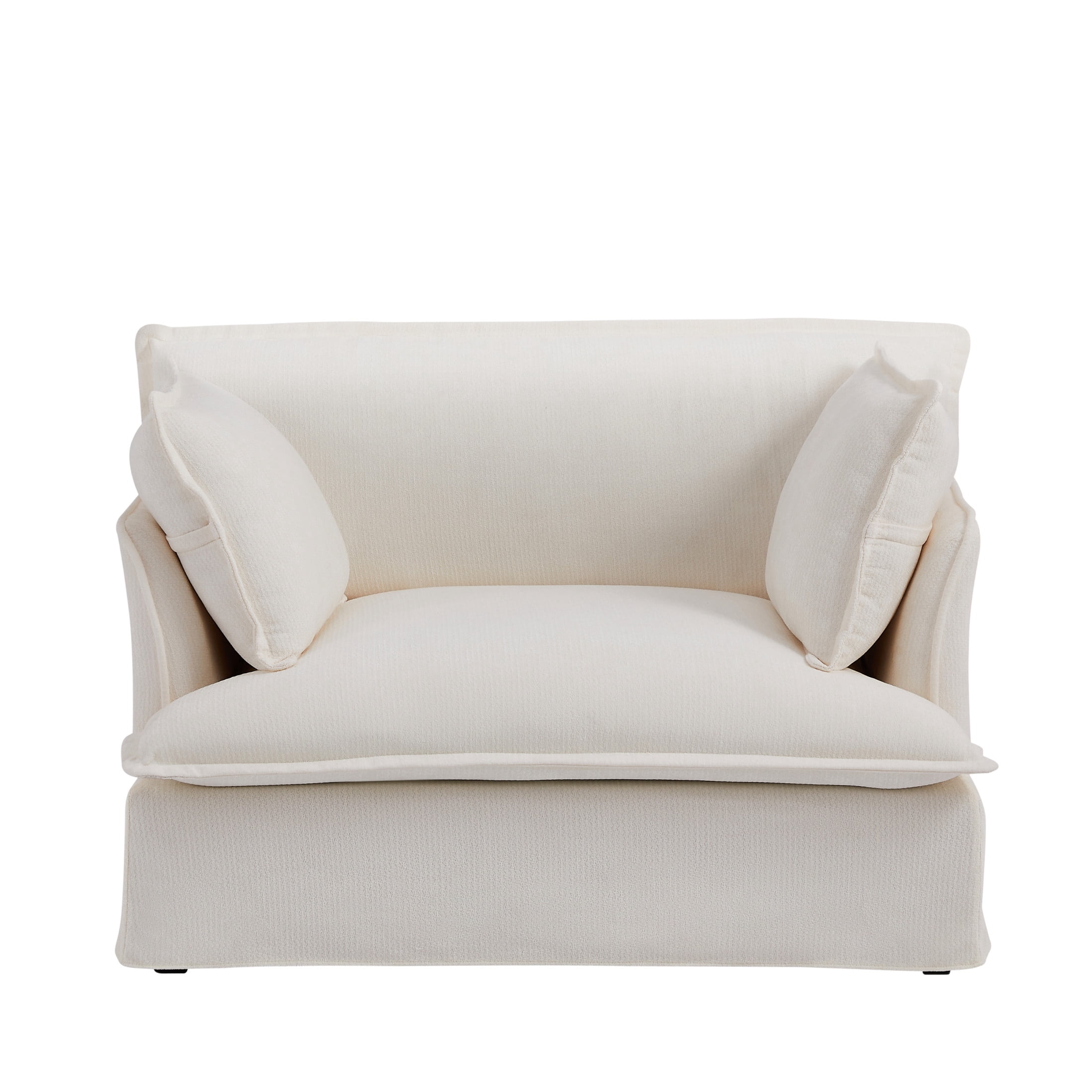 Noble House Genrix 47" Oversized Chenille Accent Chair with Charging Ports, Comfy Armchair for Living Room, White