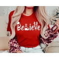 thumbnail image 3 of Christmas Shirt for Women Christmas Tree Graphic T-Shirts Believe Letter Print Tees Holiday Tops, 3 of 6