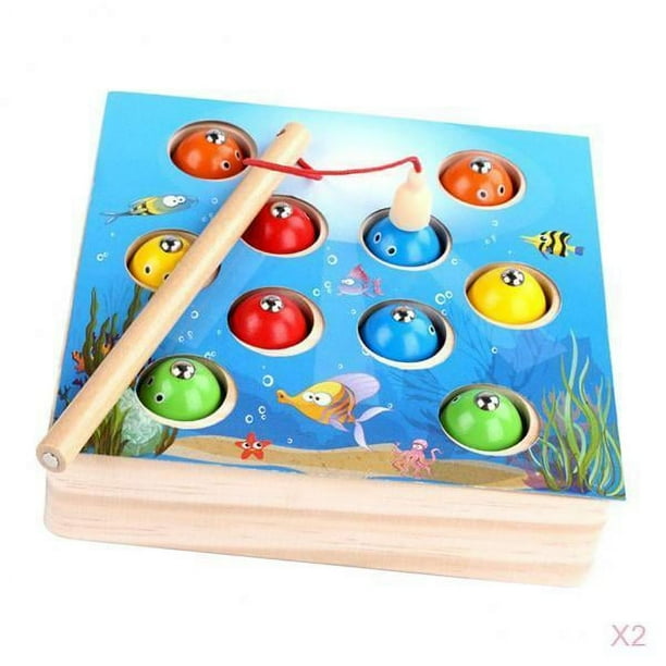 2 Juegos De Juguetes De Pesca Magnéticos De Madera Para Ni?os, Juguetes De Desarrollo Sunnimix Juego educativo de pesca