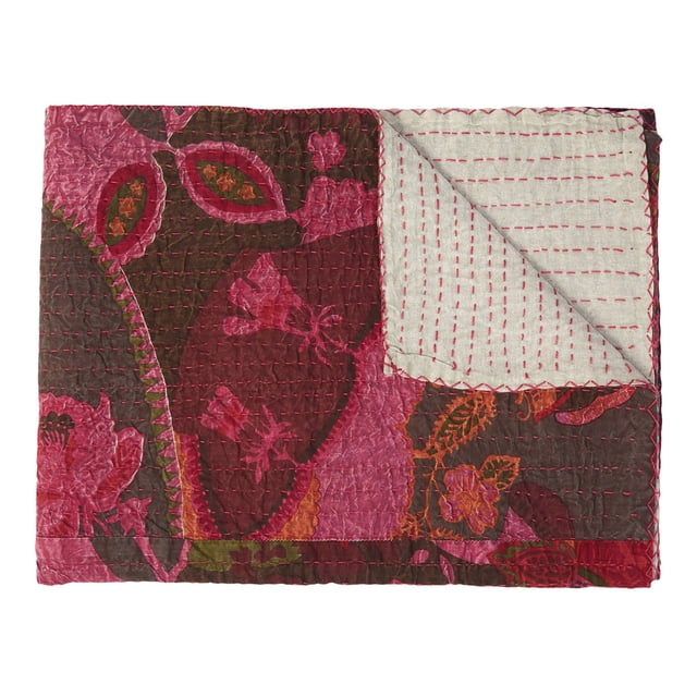 Taj Hotel Jeté en Coton Kantha / 50"x70 Pouces / A