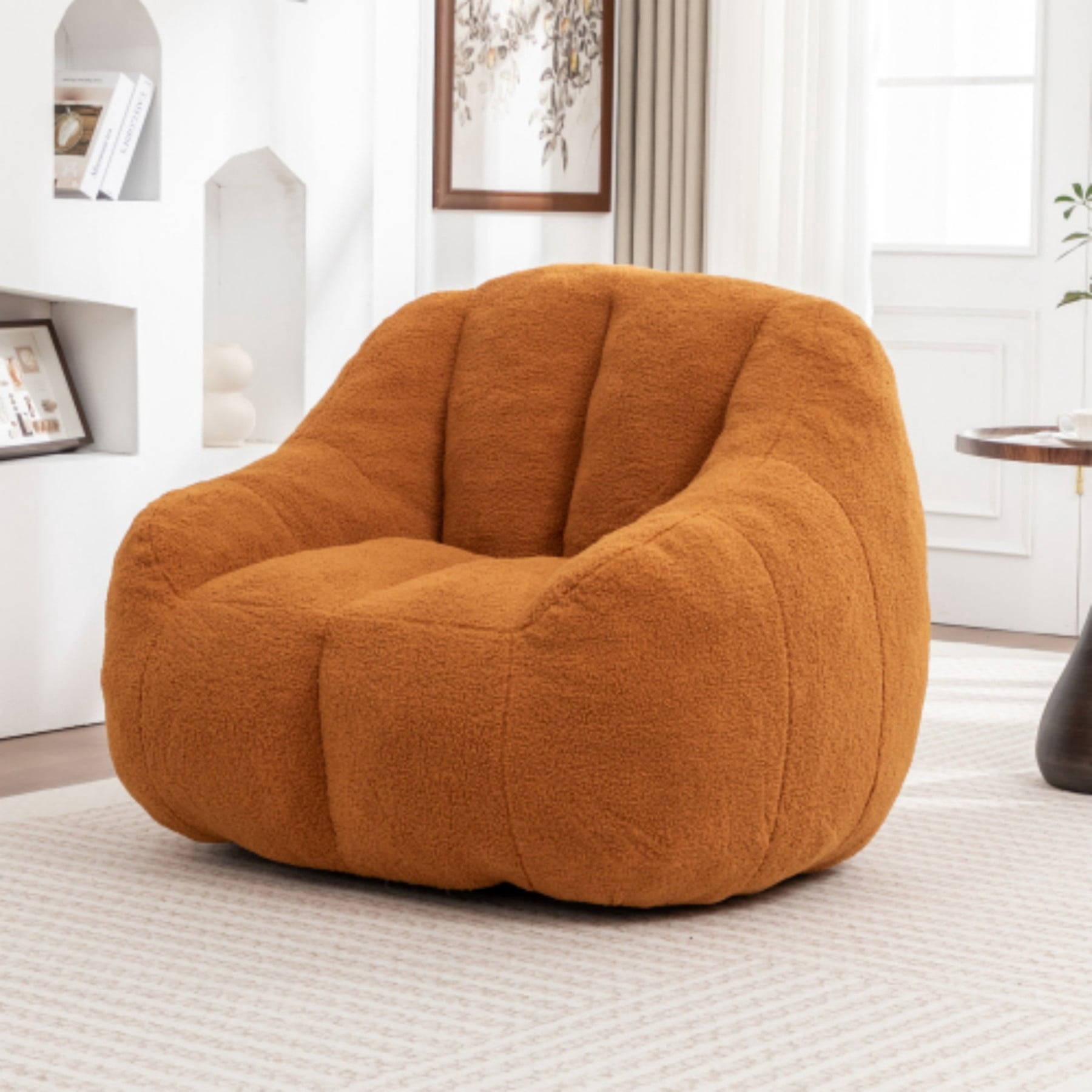 Bean Bag Chair with Filler, Teddy Faux Fur Bean Bag Sofa with Memory Foam for Dorm Living Room Bedroom, Yellow
