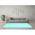 thumbnail image 3 of Ahgly Company Machine Washable Indoor Square Solid Turquoise Blue Modern Area Rugs, 3' Square, 3 of 4