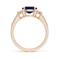 thumbnail image 2 of ANGARA Natural 1.55 Ct Sapphire Ring with Trio Diamond Accents in 14K Rose Gold for Women (Size-8x6mm) | September Birthstone, Anniversary, Jewelry Gift for Women | Natural Sapphire Ring, 2 of 10