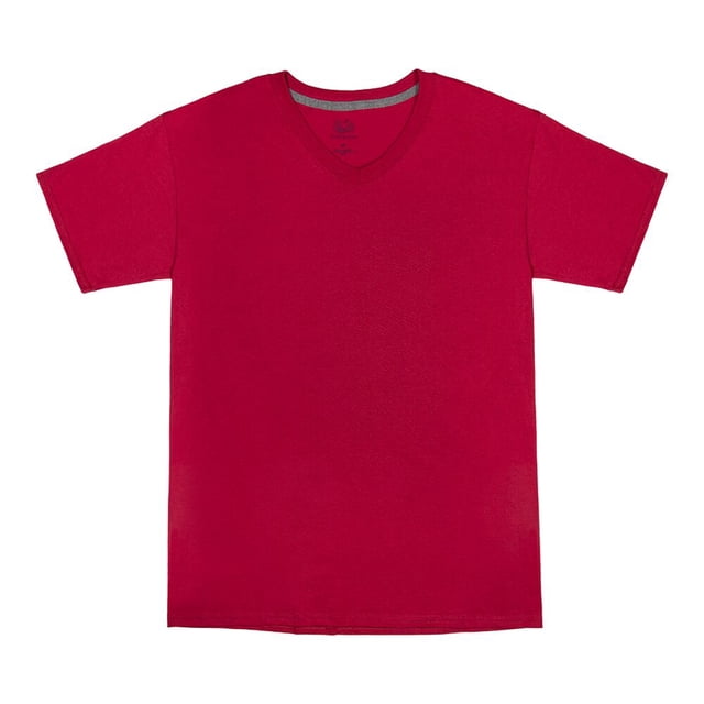 Playera Fruit of the Loom Para hombre cuello v, algodón sustentable, rojo, talla 2EG