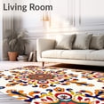 thumbnail image 2 of ODIKA 5'x7' Machine Washable Non-Slip Area Rug, Eclectic Boho Medallion Swirl Decorative High Traffic Rug, Orange, 660118, 2 of 7