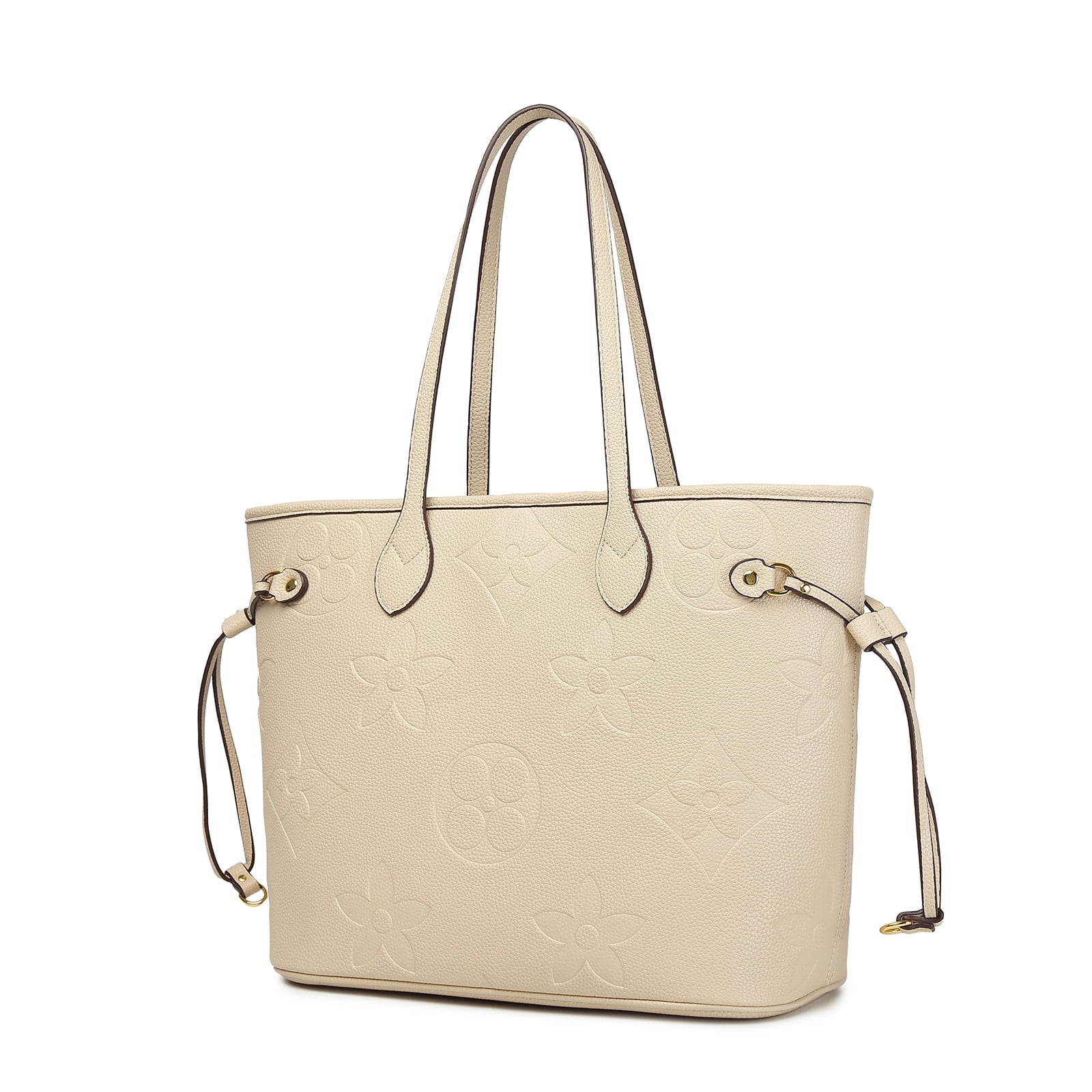 MilaKate Embossed Shoulder Handbags with Inner Pouch for Women – Designer  Inspired Tote Bags. Beige Color. Size: (13.5 X 6.5 X11.5) 
