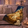 thumbnail image 6 of Peaceful decorative motif Family Scene Under Starry Night Sky, Festive decorative motif Scene, Warm Flannel Blanket for Living Room and Family Room, Art Lovers Christmas Gift, Festive Home Decor, 6 of 9