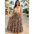 thumbnail image 3 of Moomaya Womens Cotton Resort Skirt with Pockets | Tiered Maxi Summer Skirt | 40-Inch Vacation Wear | Flowy Vacation Outfit, 3 of 7