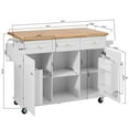 thumbnail image 6 of Finnhomy 53.2'' Large Rolling Kitchen Island with Drop Leaf, Thicken Rubber Wood Top, Spice Rack, Towel Rack, Storage Cabinet and Drawers, 6 of 7