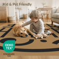 thumbnail image 4 of ODIKA 8'x10' Tan Modern Typography Hello Geometric Washable Area Rug Contemporary Abstract Lettering With Curved Lines And Bold Graphic for Living Room, Under Sectional, Family , Durable, Non-Slip, 4 of 7