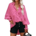 thumbnail image 2 of Womens Summer Outfits, Tops for Women Trendy, Stylish Women Shirts Loose Fit Long Sleeve Casual Tops for Beach and Daily Wear Comfortable Solid Color Blouse for Fashion-Forward Ladies, 2 of 4