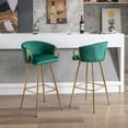 thumbnail image 4 of Hassch Counter Height Bar Stools Set of 2, Velvet Upholstered Dining Stools with Arms, Comfortable Seat and Sturdy Golden Legs (Green), 4 of 9