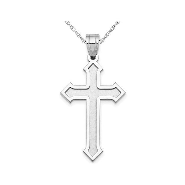 14K White Gold Passion Cross Pendant Necklace with Chain