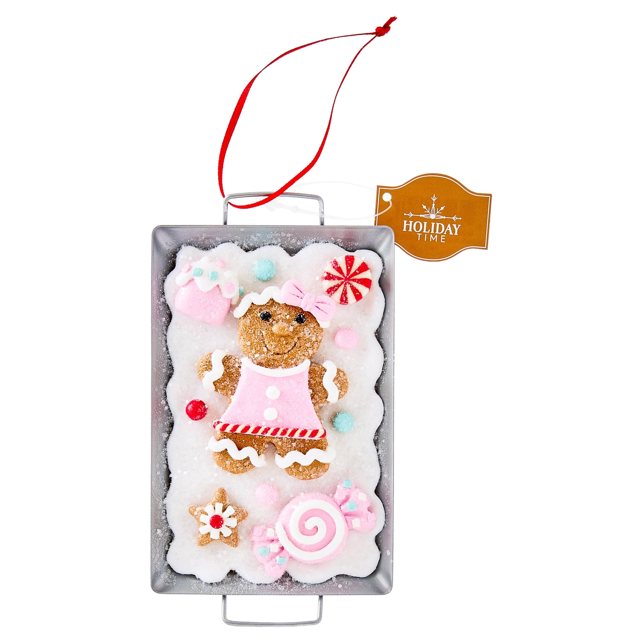 Multicolor Clay Dough Gingerbread Girl with Baking Tray Christmas Ornament, 5", by Holiday Time