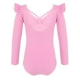 thumbnail image 2 of Alvivi Girls Ruffle Shoulder Ballet Dance Gym Leotard One Piece Long Sleeve Crisscross Bodysuit Pink 5-6, 2 of 7