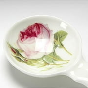Roy Kirkham Traditional Ceramic Rose Teabag Spoon in White/Purple (Set of 6)