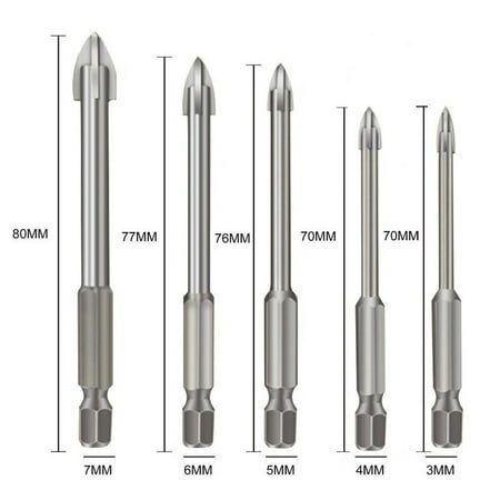 

5Pcs Efficient Universal Drilling Tool Multifunctional Cross Alloy Drill Bits