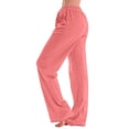 thumbnail image 5 of Womens Soft Straight Leg Sleep Pants Elastic Waist Solid Color Casual Trousers for Loungewear Nightwear Watermelon Red 8(L), 5 of 7