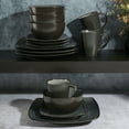 thumbnail image 3 of Gibson Soho Lounge Square 16-Piece Dinnerware Set - Carbon Gray, 3 of 12