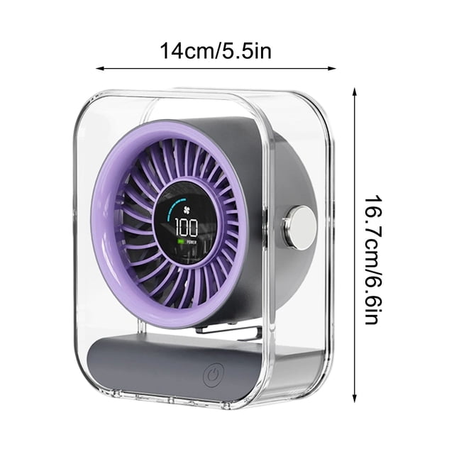 Turbo Fan For Bedroom With LED Digital Display USB Powered Desktop Circulation Fan Transparent Turbine Design