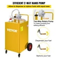 thumbnail image 3 of SKYSHALO 35 Gallon Gas Caddy, Fuel Storage Tank with 4 Wheels, Portable Fuel Caddy with Manuel Transfer Pump, Gasoline Diesel Fuel Container for Cars, Lawn Mowers, ATVs, Boats, More, Yellow, 3 of 9
