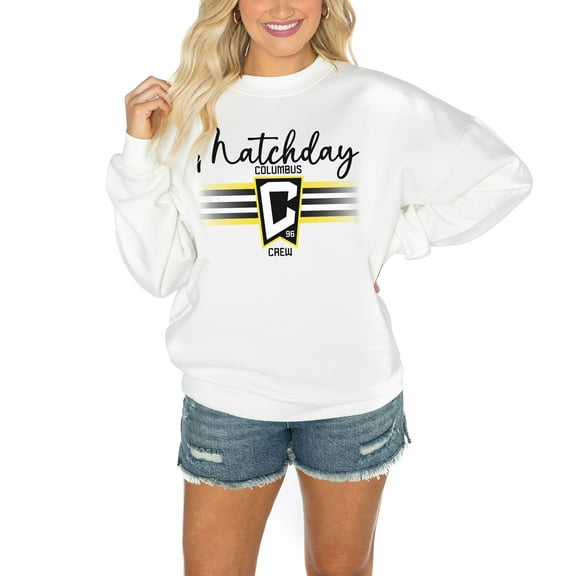 Women's Gameday Couture  White Columbus Crew Matchday Crewneck Drop Shoulder Sweatshirt