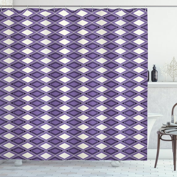 Ambesonne Geometric Shower Curtain, Vivid Chevron Zigzags, 69"Wx75"L, Dark Purple Lavender