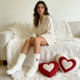 thumbnail image 4 of Cozy Valentine's Day Socks Plush Fuzzy Slipper Socks Red Heart Embroidery Soft Home Wear Valentine Gifts for Her​, 4 of 6