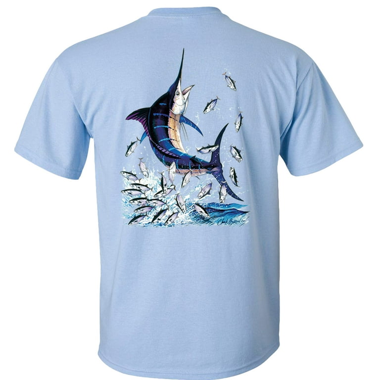 Fair Game Blue Marlin Fishing T-Shirt, Fishing Graphic Tee-Light Blue-2x