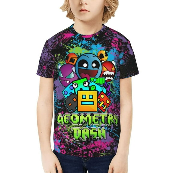 Geometry Dash Kids T-Shirt 3d Printed Graphic T-Shirts Boys And Girls Short Sleeve Shirts For Youth Kids X-Small