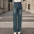thumbnail image 4 of Fleece Lined Jeans Women Straight Leg High Waist Lined Jeans Winter Denim Pants,Dark Blue,XL, 4 of 8