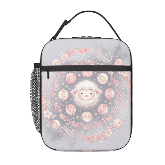 Sheep Insulated Lunch Bag Thermal Cooler Reusable Meal Prep Tote Bag Zippered Lightweight Handheld For Office Work Travel Commute Camping Picnic Beach