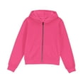 thumbnail image 5 of CYRBOKO Girls Cropped Sweatshirts, Long Sleeve Hooded Full Zip Athletic Outerwear with Pockets Hot Pink Size 4-12 T, 5 of 9